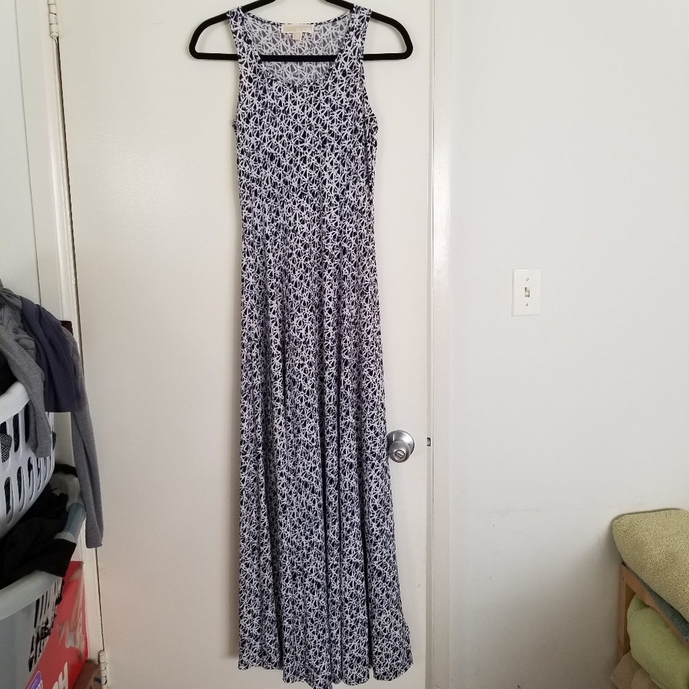 Michael Kors Navy Circle Print Maxi Dress XS